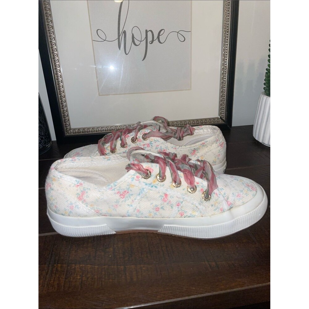 Superga X LoveShackFancy 2750 Vintage Floral Print Canvas Sneakers Size 6.5 - Picture 6 of 11